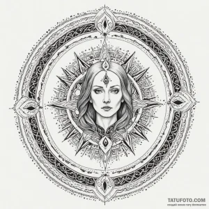 A dotwork mandala of the bene gesserit "fear... - эскиз тату (№1750452360_1, 20.06.2025 20:46) — Tatufoto.com