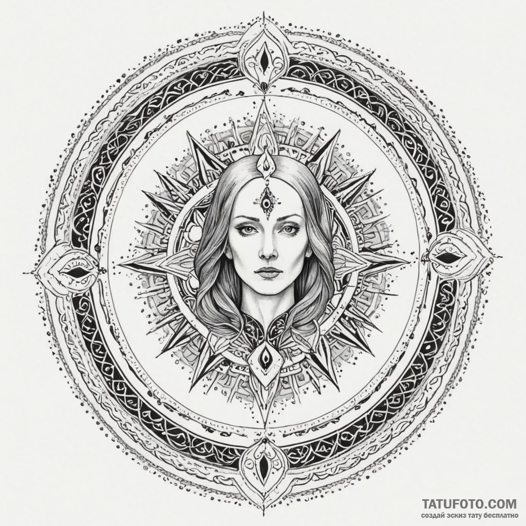 A dotwork mandala of the bene gesserit "fear... - эскиз тату (№1750452360_1, 20.06.2025 20:46) — Tatufoto.com