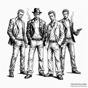 A sketch of the main characters from lock, st... - эскиз тату (№1750452442_0, 20.06.2025 20:47) — Tatufoto.com