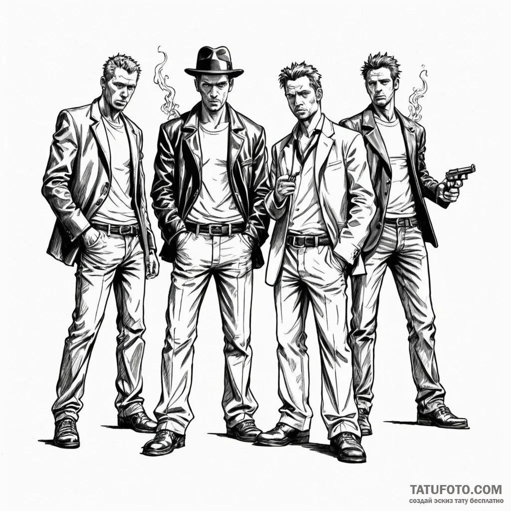 A sketch of the main characters from lock, st... - эскиз тату (№1750452442_0, 20.06.2025 20:47) — Tatufoto.com