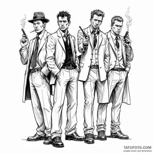 A sketch of the main characters from lock, st... - эскиз тату (№1750452442_1, 20.06.2025 20:47) — Tatufoto.com