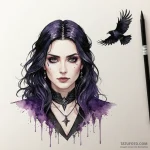 A watercolor sketch of anya chalotra as yenne… — эскиз тату (№1750452522_0, 20.06.2025 20:48) — Tatufoto.com