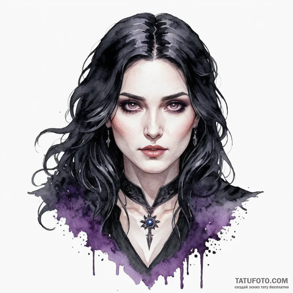 A watercolor sketch of anya chalotra as yenne... - эскиз тату (№1750452522_1, 20.06.2025 20:48) — Tatufoto.com