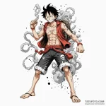 A trash polka composition of monkey d. luffy… — эскиз тату (№1750453338_1, 20.06.2025 21:02) — Tatufoto.com