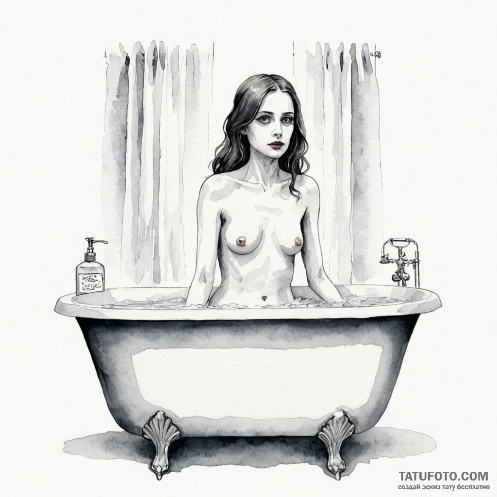 A watercolor sketch of room 237, with the gho... - эскиз тату (№1750454302_0, 20.06.2025 21:18) — Tatufoto.com