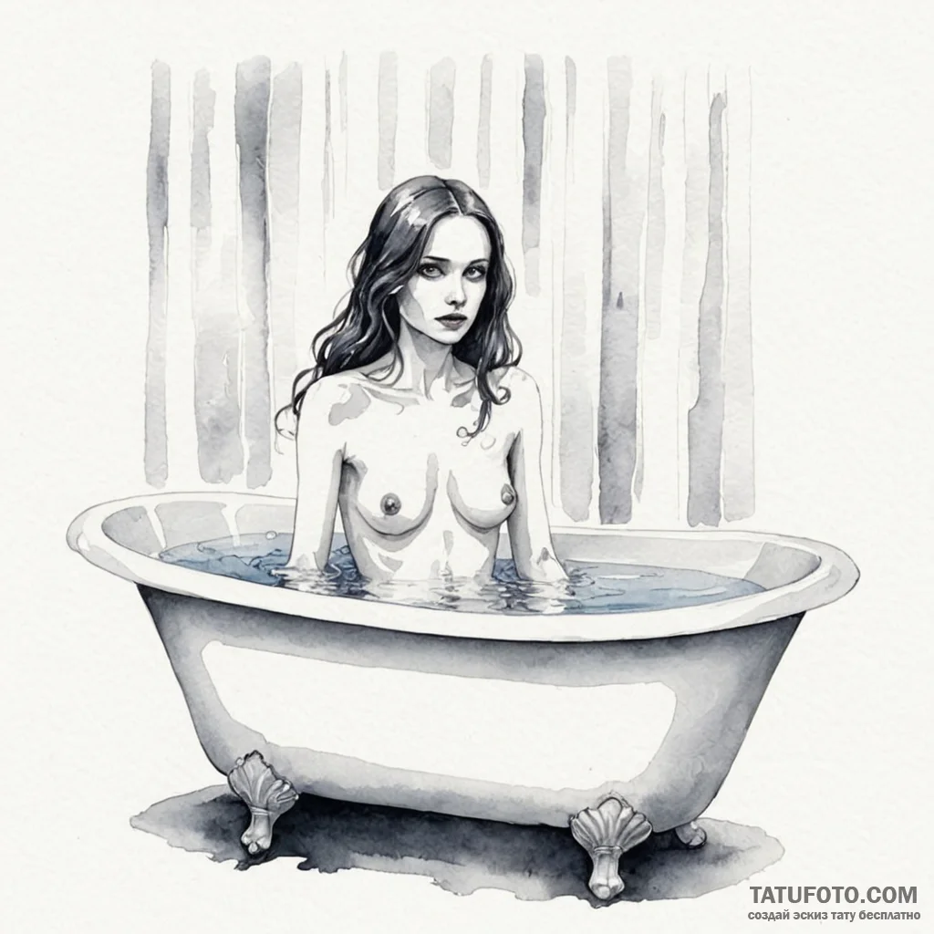 A watercolor sketch of room 237, with the gho... - эскиз тату (№1750454302_1, 20.06.2025 21:18) — Tatufoto.com
