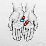 A dotwork tattoo of the red pill and the blue… — эскиз тату (№1750455197_1, 20.06.2025 21:33) — Tatufoto.com