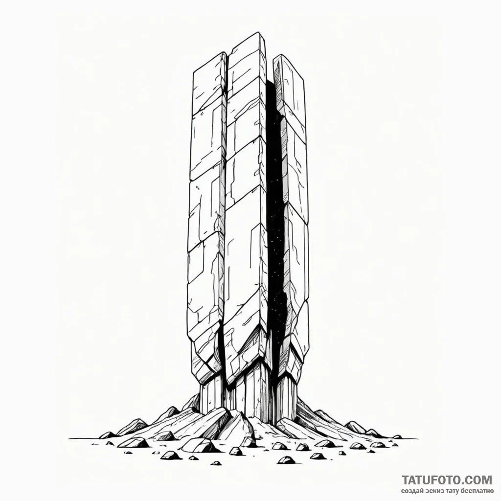 A minimalist linework tattoo of the monolith... - эскиз тату (№1750456908_0, 20.06.2025 22:01) — Tatufoto.com