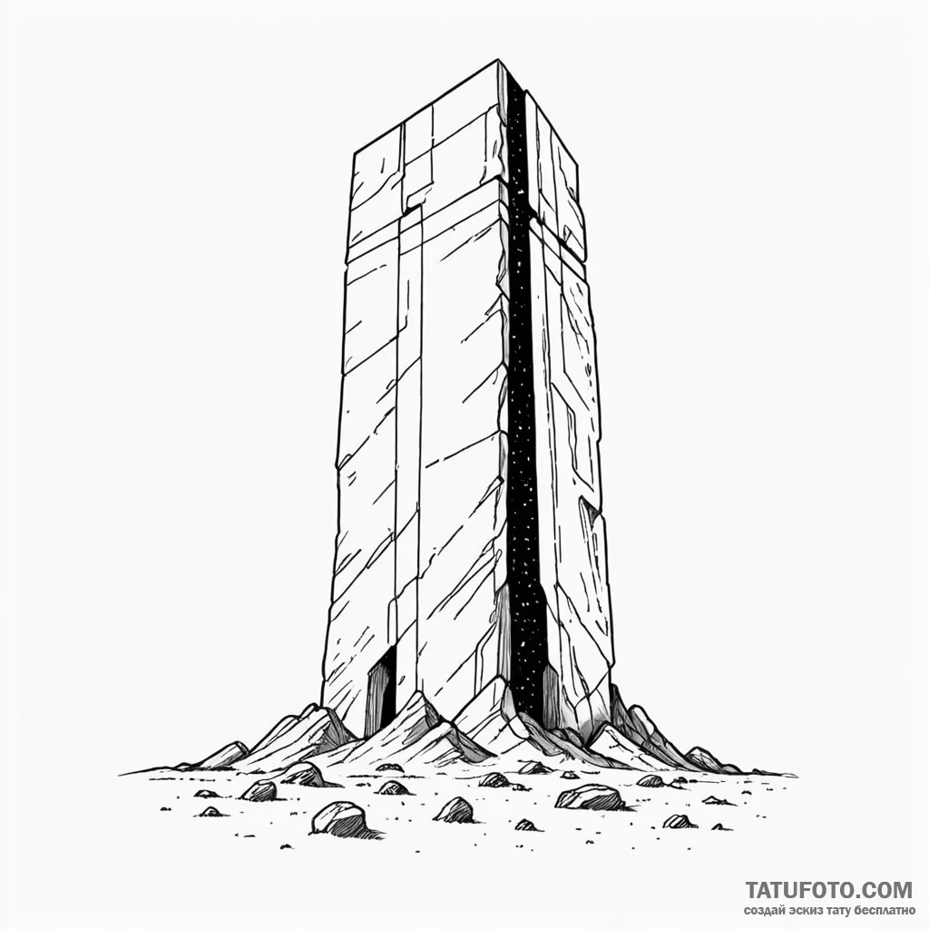 A minimalist linework tattoo of the monolith... - эскиз тату (№1750456908_1, 20.06.2025 22:01) — Tatufoto.com
