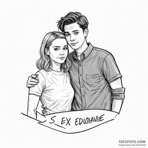 A sketch of the main characters from sex educ... - эскиз тату (№1750457796_0, 20.06.2025 22:16) — Tatufoto.com