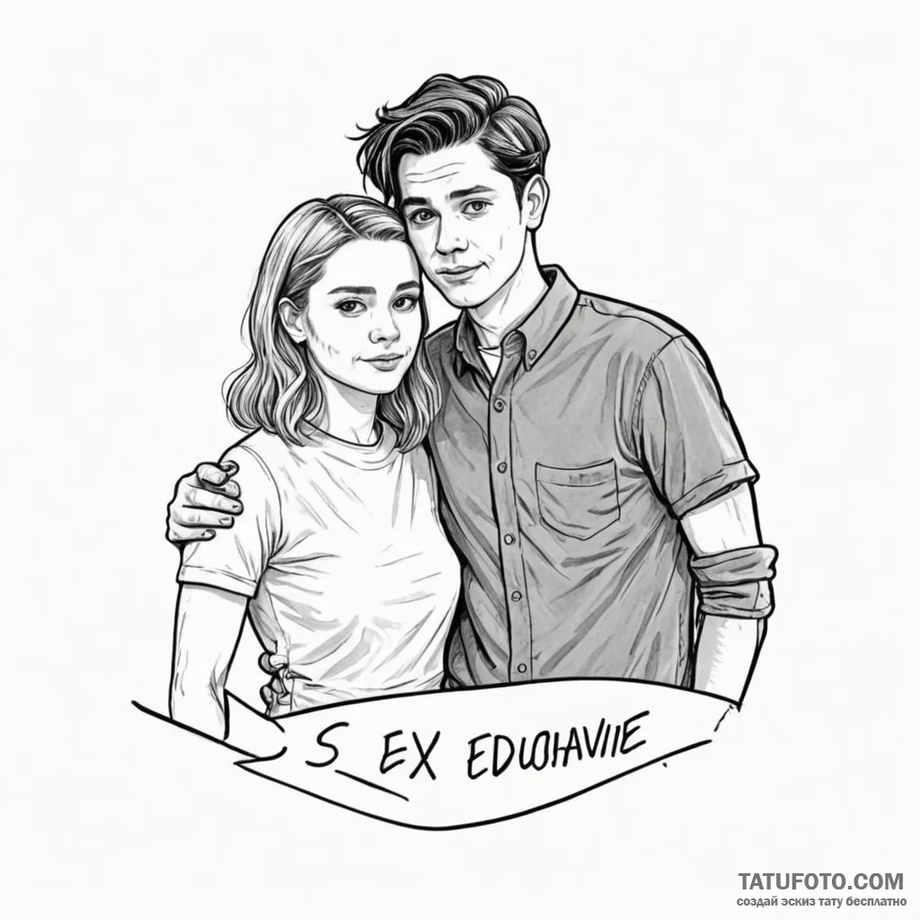 A sketch of the main characters from sex educ... - эскиз тату (№1750457796_0, 20.06.2025 22:16) — Tatufoto.com