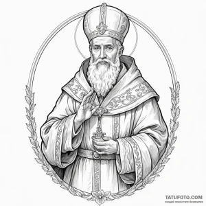 St. nicholas - эскиз тату (№1750457874_0, 20.06.2025 22:17) — Tatufoto.com