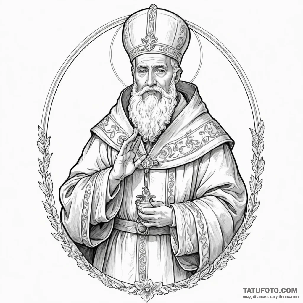 St. nicholas - эскиз тату (№1750457874_0, 20.06.2025 22:17) — Tatufoto.com