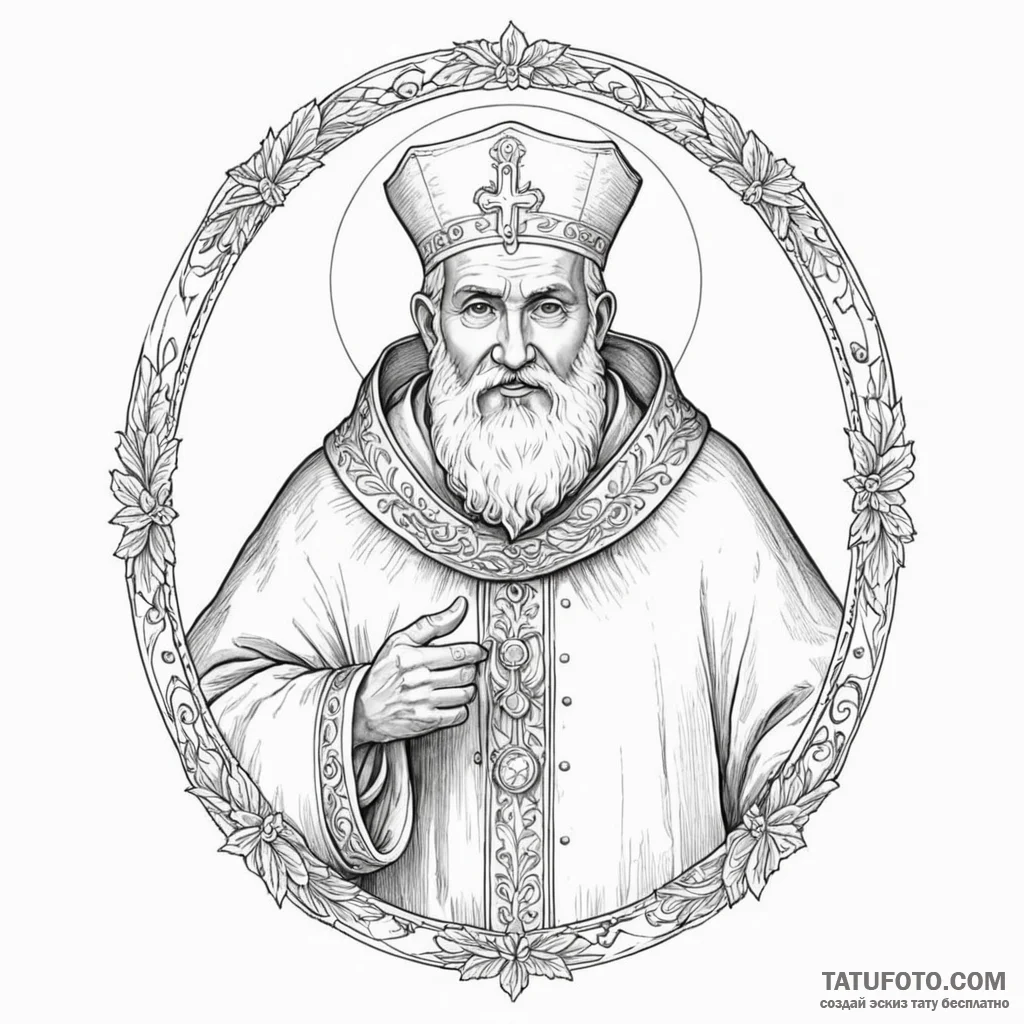 St. nicholas - эскиз тату (№1750457874_1, 20.06.2025 22:17) — Tatufoto.com