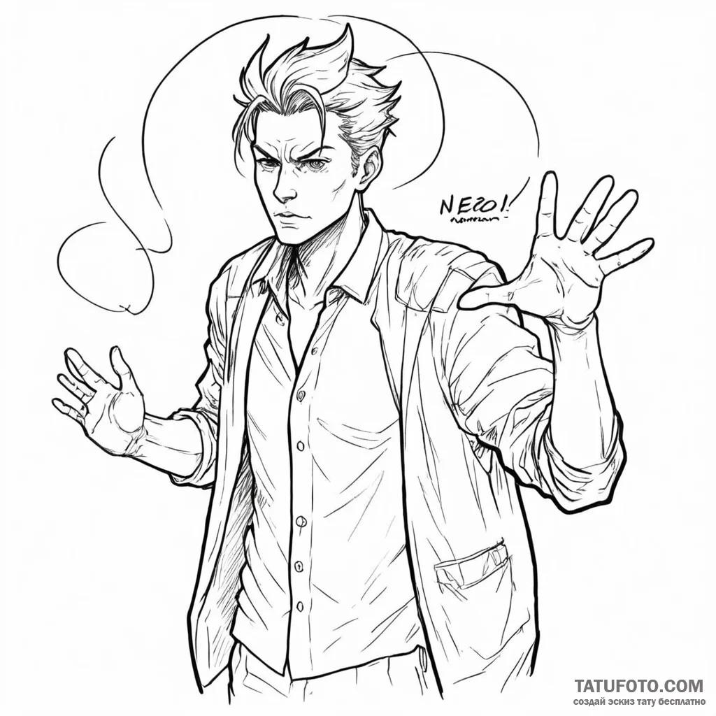 A graphic novel panel of neo's "whoa" moment. - эскиз тату (№1750457955_1, 20.06.2025 22:19) — Tatufoto.com