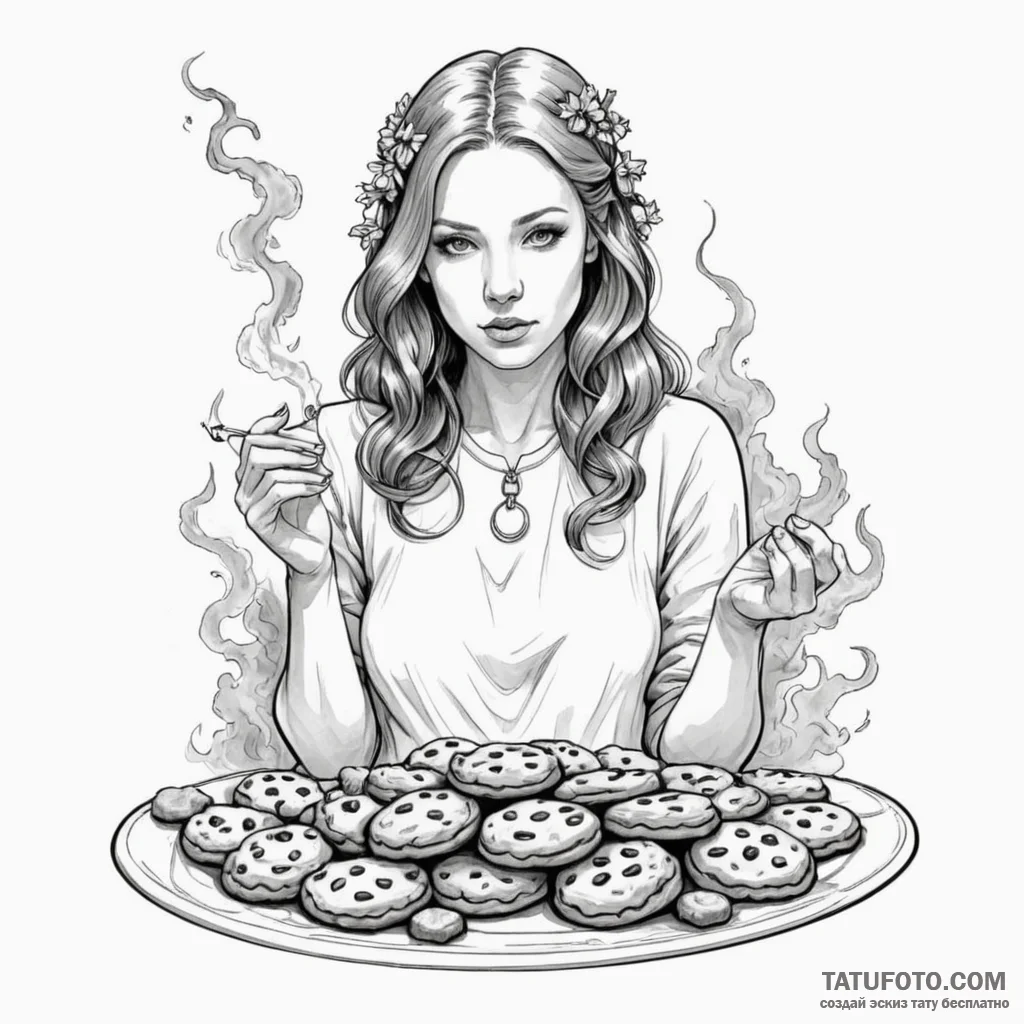 A sketch of the oracle, surrounded by smoke a... - эскиз тату (№1750459740_0, 20.06.2025 22:49) — Tatufoto.com
