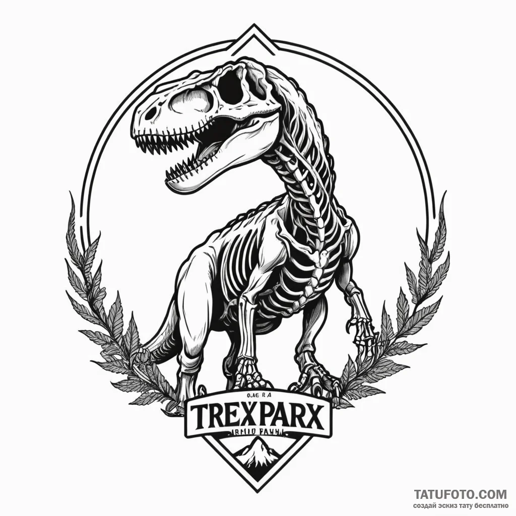 A minimalist linework tattoo of the t-rex ske... - эскиз тату (№1750459822_0, 20.06.2025 22:50) — Tatufoto.com