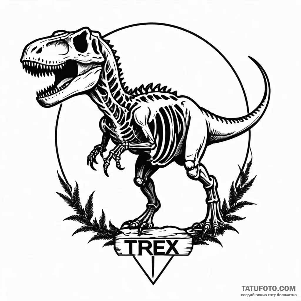 A minimalist linework tattoo of the t-rex ske... - эскиз тату (№1750459822_1, 20.06.2025 22:50) — Tatufoto.com