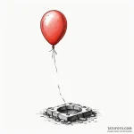 A minimalist tattoo of a single red balloon t… — эскиз тату (№1750460485_0, 20.06.2025 23:01) — Tatufoto.com