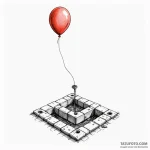 A minimalist tattoo of a single red balloon t… — эскиз тату (№1750460485_1, 20.06.2025 23:01) — Tatufoto.com