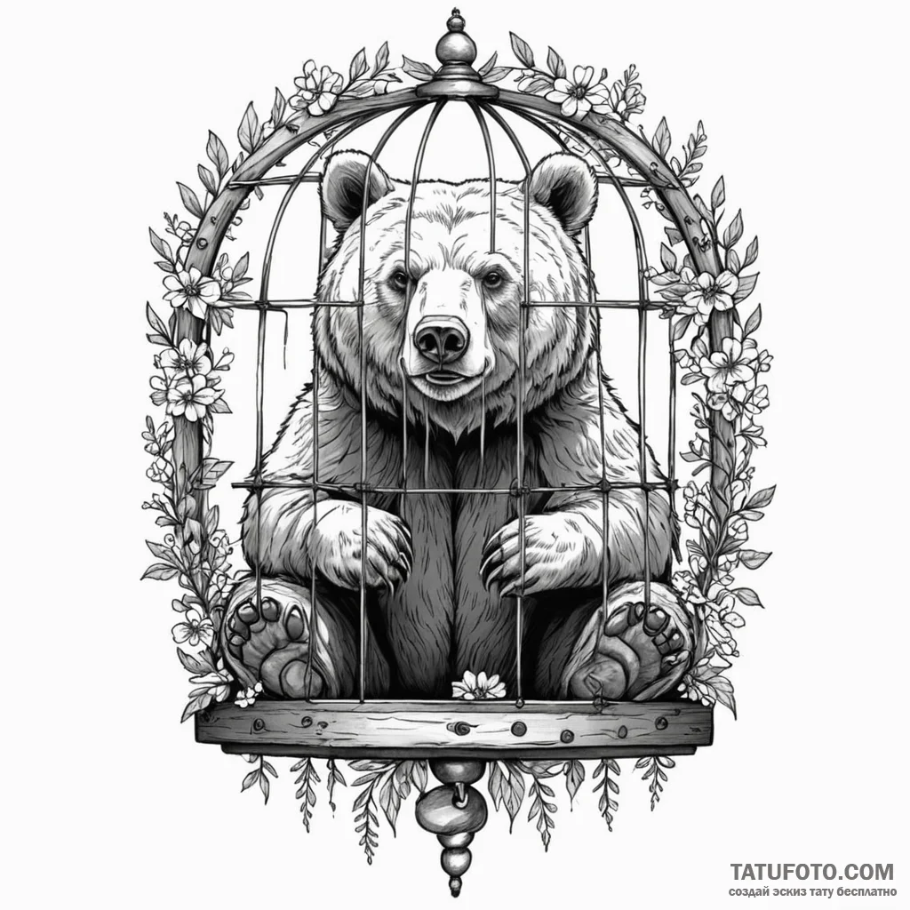 A neo-traditional tattoo of the bear in the c... - эскиз тату (№1750460573_1, 20.06.2025 23:02) — Tatufoto.com