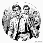 A graphic novel panel of the assassination of… — эскиз тату (№1750460742_1, 20.06.2025 23:05) — Tatufoto.com