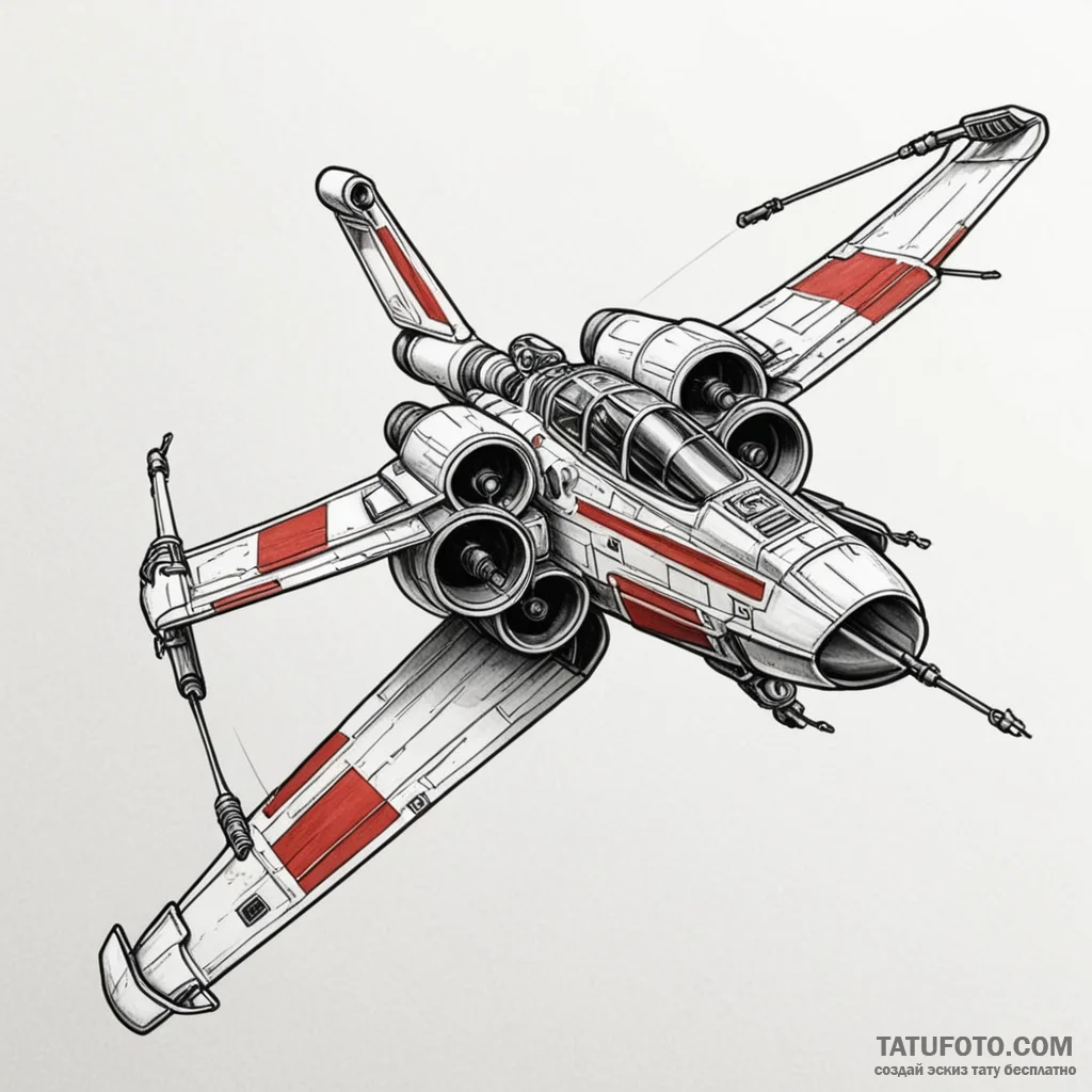 26. neo-traditional tattoo of an x-wing fight... - эскиз тату (№1750461486_0, 20.06.2025 23:18) — Tatufoto.com