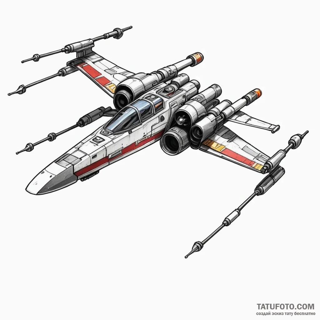 26. neo-traditional tattoo of an x-wing fight... - эскиз тату (№1750461486_1, 20.06.2025 23:18) — Tatufoto.com