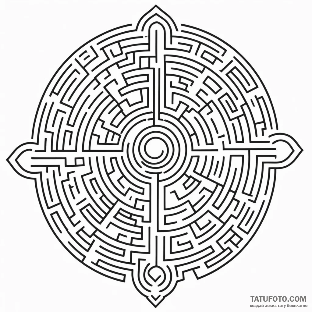 A linework tattoo of the maze symbol from wes... - эскиз тату (№1750462341_1, 20.06.2025 23:32) — Tatufoto.com