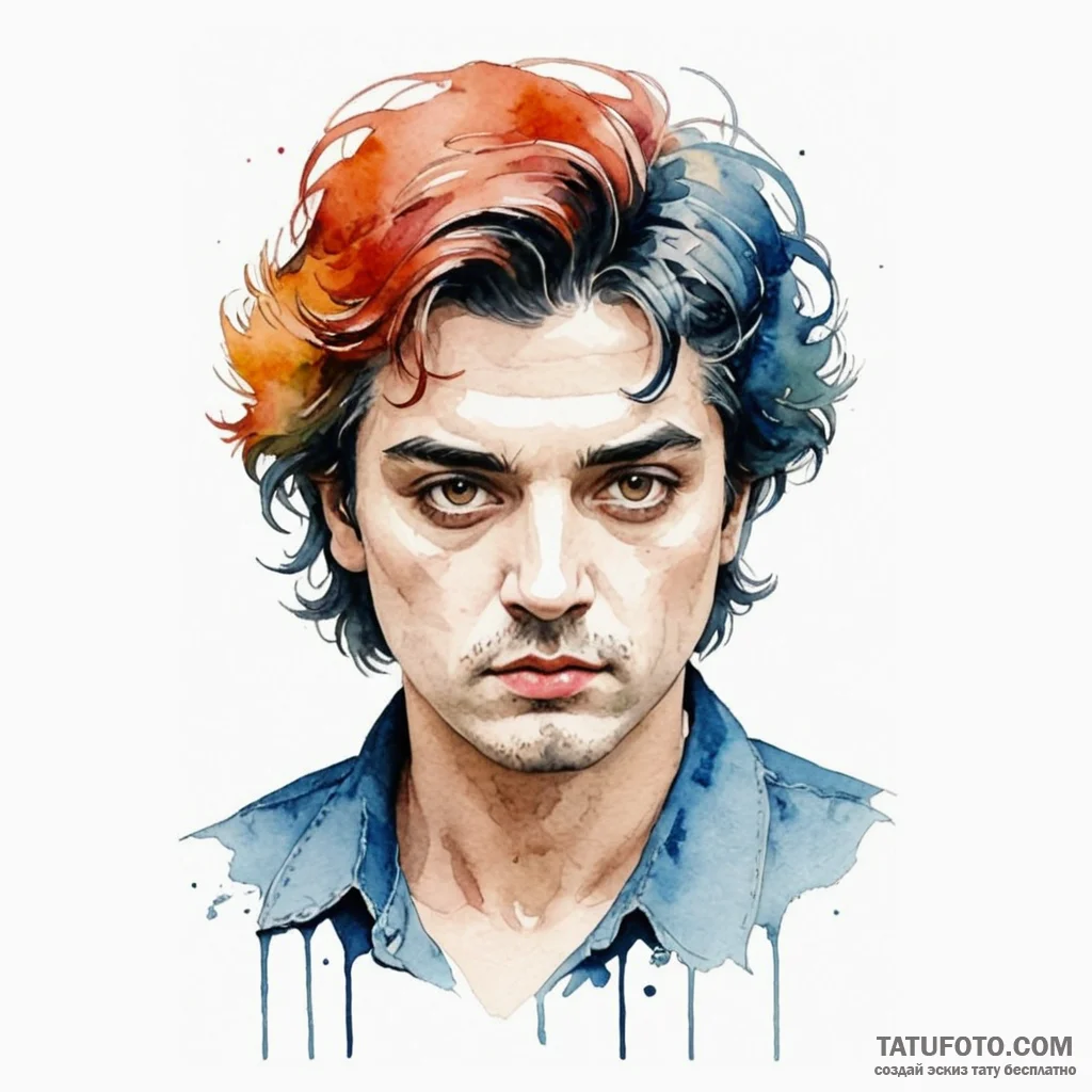 A watercolor tattoo of the surreal, saturated... - эскиз тату (№1750462425_0, 20.06.2025 23:33) — Tatufoto.com