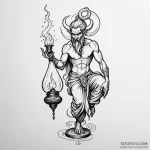 A neo-traditional tattoo of a djinn emerging… — эскиз тату (№1750463335_0, 20.06.2025 23:48) — Tatufoto.com