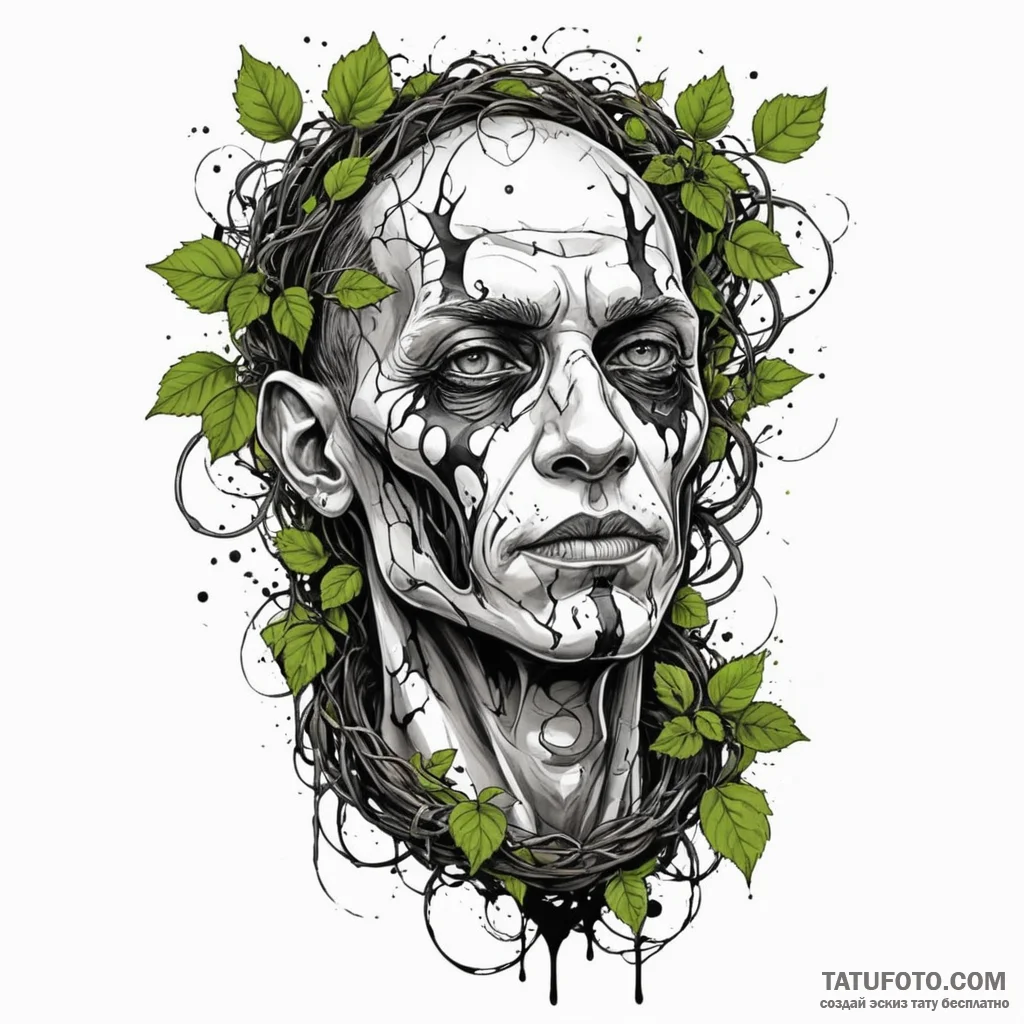 A trash polka portrait of vecna, with his gro... - эскиз тату (№1750465155_0, 21.06.2025 00:19) — Tatufoto.com
