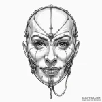 A sketch of a «gimp» mask, isolated on white, — эскиз тату (№1750465653_1, 21.06.2025 00:27) — Tatufoto.com