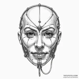 A sketch of a "gimp" mask, isolated on white, - эскиз тату (№1750465653_1, 21.06.2025 00:27) — Tatufoto.com