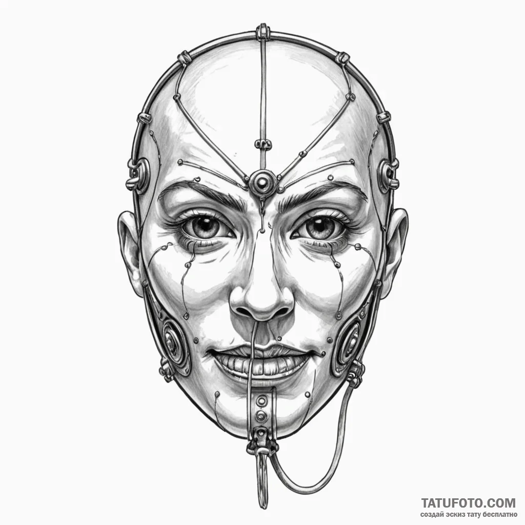 A sketch of a "gimp" mask, isolated on white, - эскиз тату (№1750465653_1, 21.06.2025 00:27) — Tatufoto.com