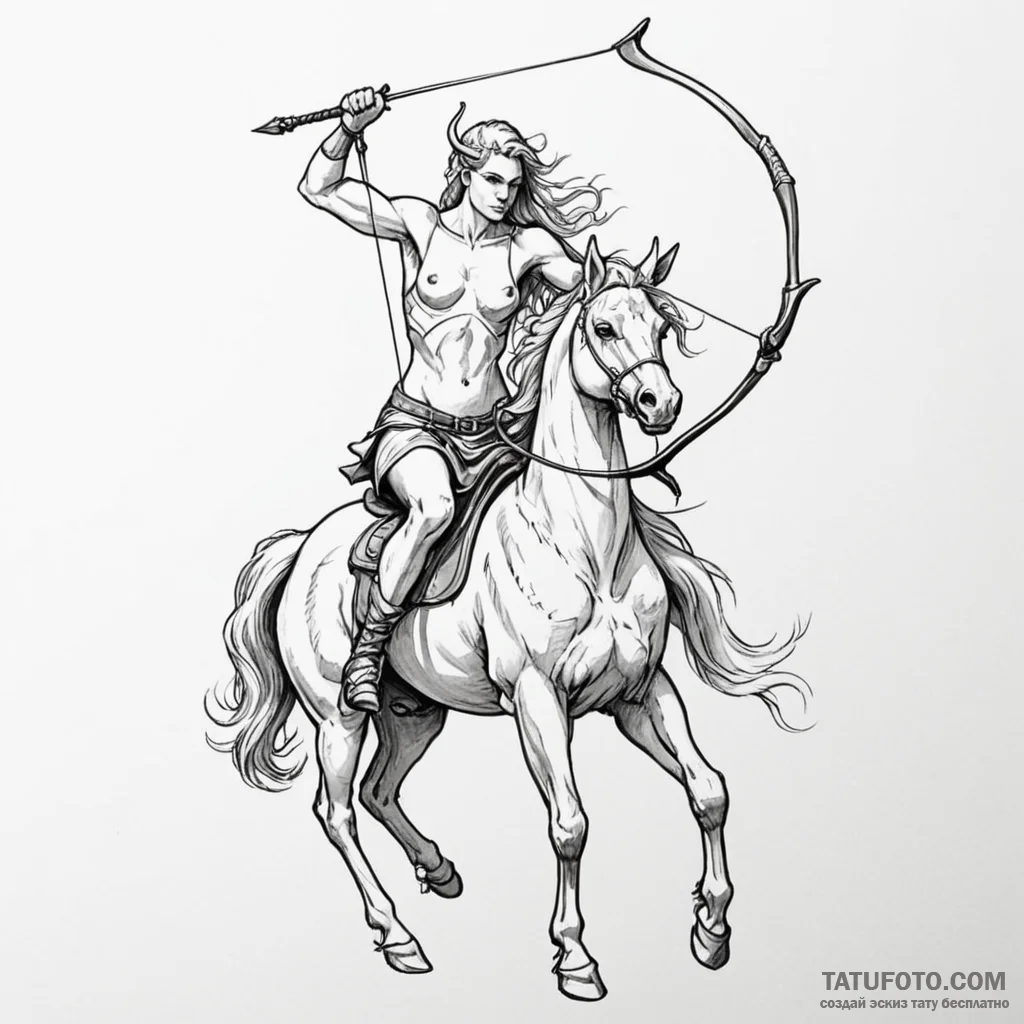 A sketch of a centaur archer, powerful and my... - эскиз тату (№1750466095_0, 21.06.2025 00:34) — Tatufoto.com