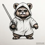 Neo-traditional tattoo of an ewok, fierce but… — эскиз тату (№1750466849_0, 21.06.2025 00:47) — Tatufoto.com