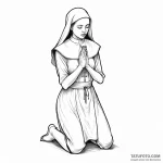 красивая девушка на коленях стоит в позе моля… — эскиз тату (№1750467486_0, 21.06.2025 00:58) — Tatufoto.com