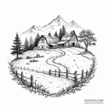 A linework tattoo of the mysterious farm from… — эскиз тату (№1750467806_0, 21.06.2025 01:03) — Tatufoto.com