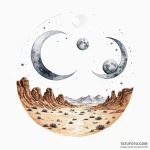 Watercolor sketch of the twin moons of arraki… — эскиз тату (№1750468548_1, 21.06.2025 01:15) — Tatufoto.com