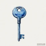 A watercolor sketch of the blue key from mulh… — эскиз тату (№1750471442_0, 21.06.2025 02:04) — Tatufoto.com