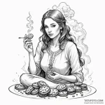 A sketch of the oracle, surrounded by smoke a… — эскиз тату (№1750471520_0, 21.06.2025 02:05) — Tatufoto.com