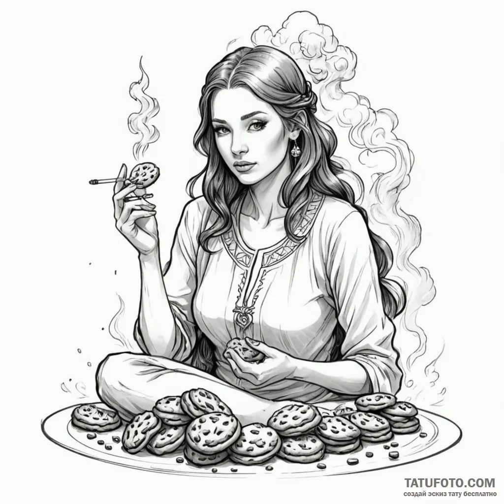 A sketch of the oracle, surrounded by smoke a... - эскиз тату (№1750471520_0, 21.06.2025 02:05) — Tatufoto.com