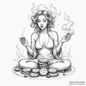 A sketch of the oracle, surrounded by smoke a... - эскиз тату (№1750471520_1, 21.06.2025 02:05) — Tatufoto.com