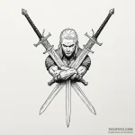 A linework tattoo of geralt’s two swords, ste… — эскиз тату (№1750472120_1, 21.06.2025 02:15) — Tatufoto.com