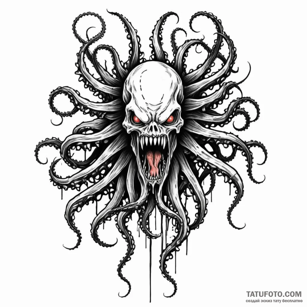 A trash polka tattoo of the thing, a horrifyi... - эскиз тату (№1750472197_0, 21.06.2025 02:16) — Tatufoto.com