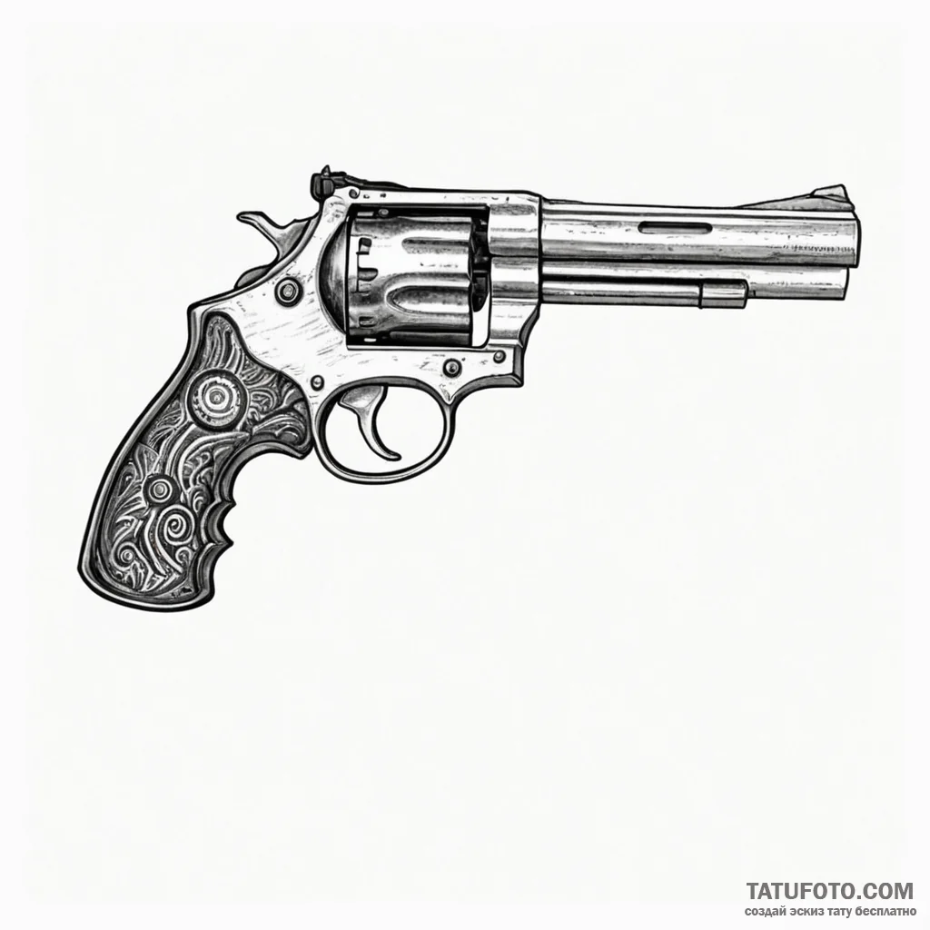 Revolver - эскиз тату (№1750472423_0, 21.06.2025 02:20) — Tatufoto.com
