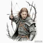 A graphic novel panel of boromir’s last stand… — эскиз тату (№1750473128_1, 21.06.2025 02:32) — Tatufoto.com