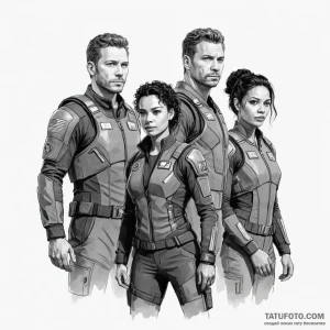 A sketch of the main characters from the expa... - эскиз тату (№1750473278_0, 21.06.2025 02:34) — Tatufoto.com
