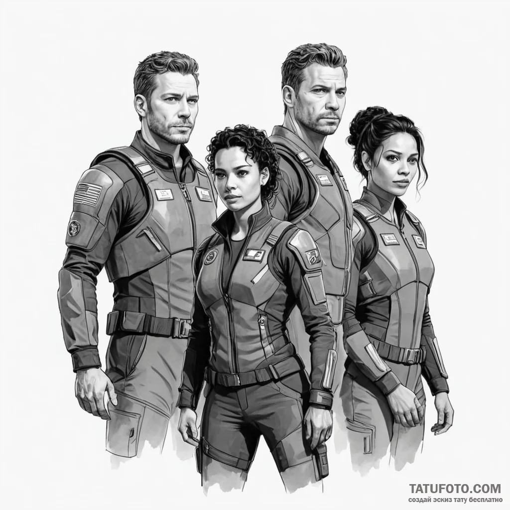 A sketch of the main characters from the expa... - эскиз тату (№1750473278_0, 21.06.2025 02:34) — Tatufoto.com